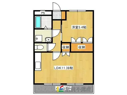 CORPOさくら C棟(1LDK/1階)の間取り写真