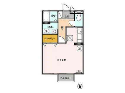 クレール花園(ワンルーム/1階)の間取り写真