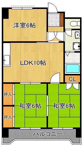 第三泰平ビル(3LDK/7階)の間取り写真