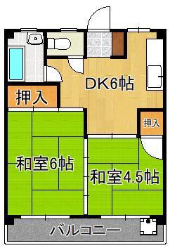 第一白石ビル(2DK/3階)の間取り写真
