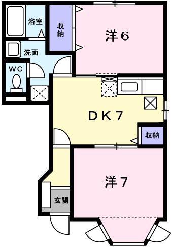 アメニティ10(2DK/1階)の間取り写真