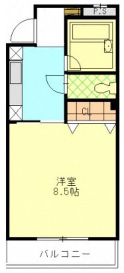 プレステージ高島(1K/1階)の間取り写真
