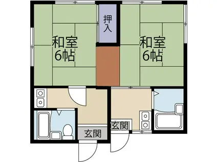 レジデンス王子本町II(2K/1階)の間取り写真