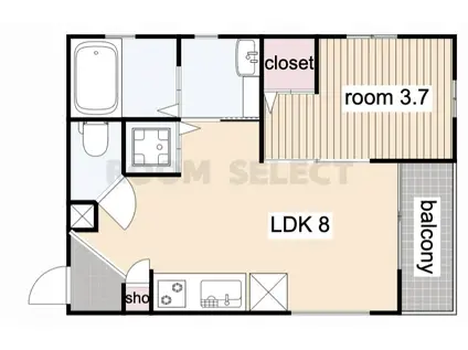 シーズンコート中村公園(1LDK/3階)の間取り写真