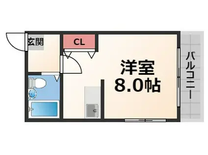 CTビュー八戸ノ里(ワンルーム/2階)の間取り写真