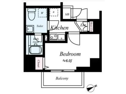 プレセダンヒルズ北千住II(1K/3階)の間取り写真