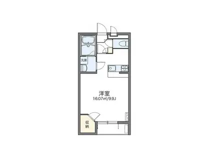 レオネクストラモ フェリチタ(ワンルーム/1階)の間取り写真