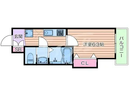 LUXE緑橋(1K/4階)の間取り写真