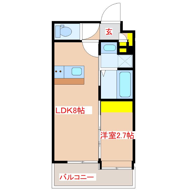 MIRAIAL藤崎(1LDK/5階)の間取り写真