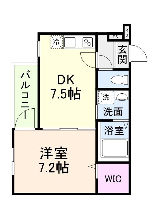 FUJIPALACEなでしこ北田辺(1DK/1階)の間取り写真