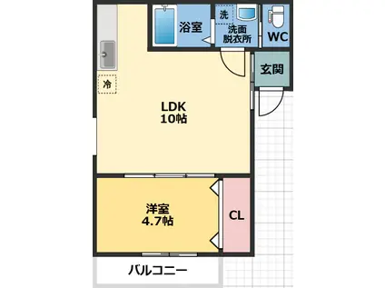 メゾン・ドゥ・アッシュ市川(1LDK/2階)の間取り写真