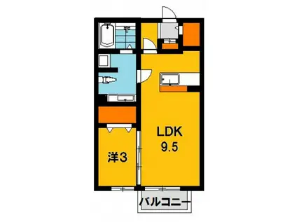 エスポワール川田B(1LDK/2階)の間取り写真