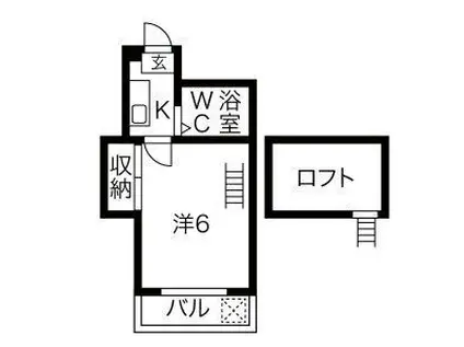 アールイーステージ道徳(1K/2階)の間取り写真