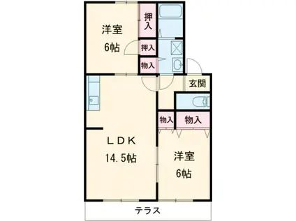 千波 B(2LDK/1階)の間取り写真