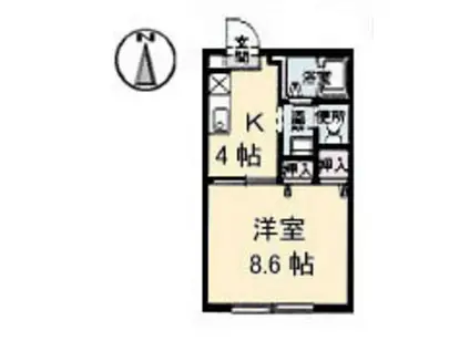 クレール宮島口(1K/2階)の間取り写真