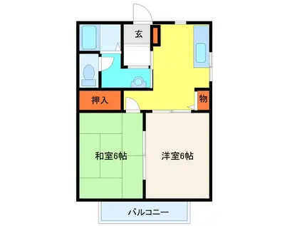 アックスハイツ(2DK/2階)の間取り写真