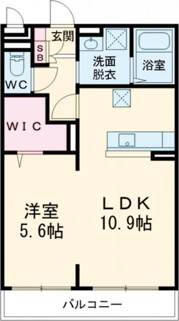 SALT明野西(1LDK/2階)の間取り写真