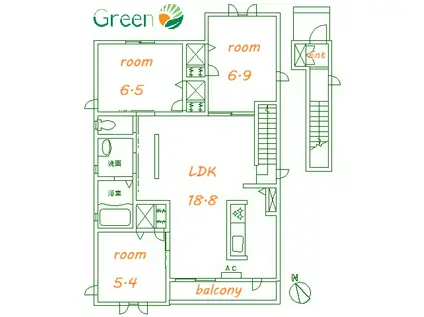 ディアコート・ヤマテ(3LDK/2階)の間取り写真