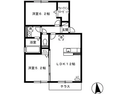 ポルテボヌール桜ヶ丘(2LDK/1階)の間取り写真