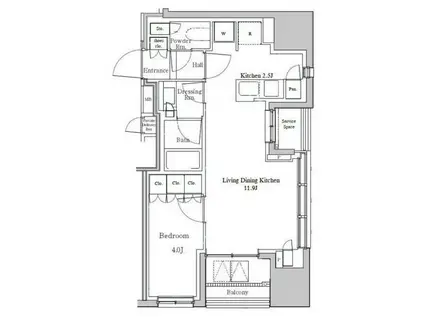 パークホームズ渋谷松濤(1LDK/3階)の間取り写真