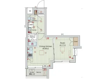 セリュークス田園調布南(1DK/4階)の間取り写真