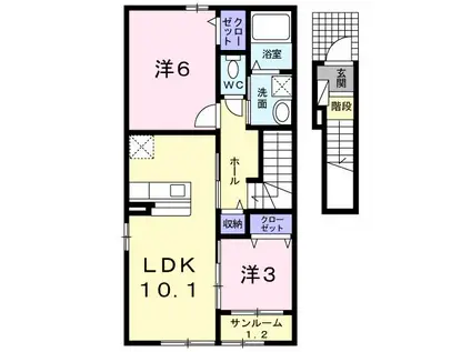 プレシャス(2LDK/2階)の間取り写真