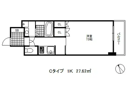 プラネソシエ神戸元町(1K/6階)の間取り写真