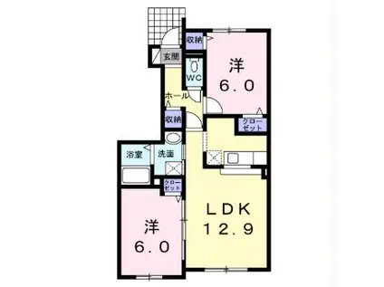 セレーノイルミオ(2LDK/1階)の間取り写真