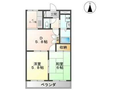 アーバンコート富士II(2DK/2階)の間取り写真