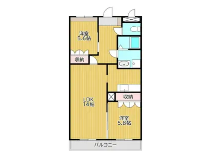 グランドールのぞえ2(2LDK/1階)の間取り写真