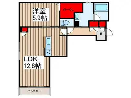 セルディーナ天神(1LDK/1階)の間取り写真
