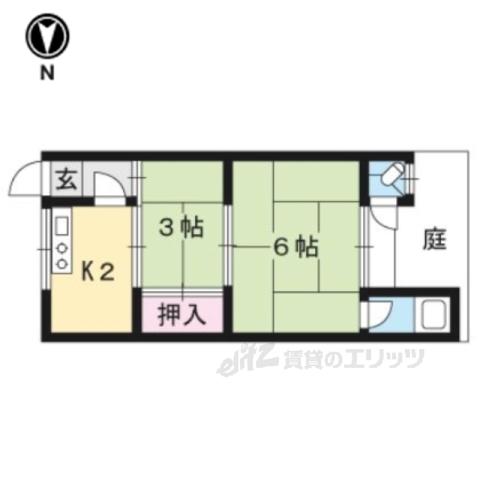 清和荘(2K/1階)の間取り写真
