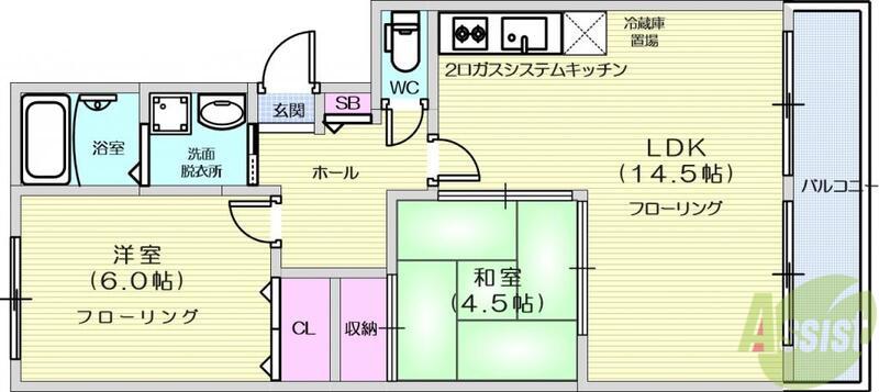 ベルコート長町南(2LDK/2階)の間取り写真