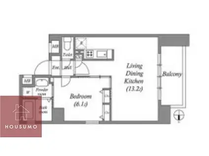 ベルフェリーク天満橋(1LDK/13階)の間取り写真