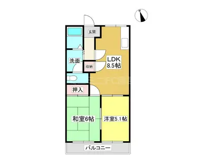 ハイツエクセル(2DK/1階)の間取り写真