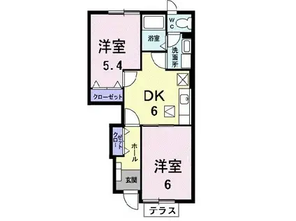 ピース・コアB(2DK/1階)の間取り写真