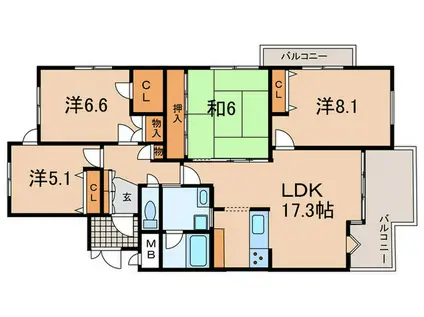 ハイマート舞子坂(4LDK/2階)の間取り写真
