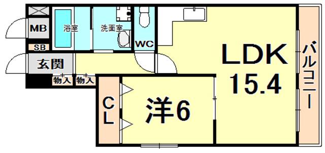 コスモライフ武庫(1LDK/3階)の間取り写真