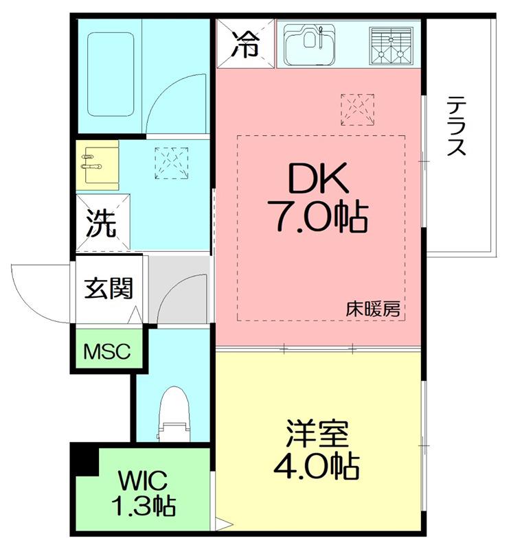 SOLMARE KUGENUMA(1DK/1階)の間取り写真