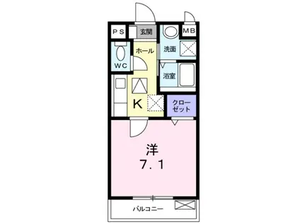 メゾン・ド・きぬかけ(1K/1階)の間取り写真