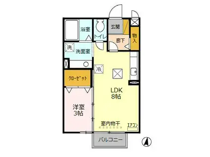 ハイツ・フラッシュ(1LDK/1階)の間取り写真