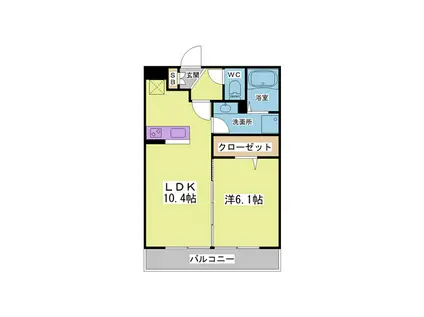 ガーベラ北神戸(1LDK/2階)の間取り写真