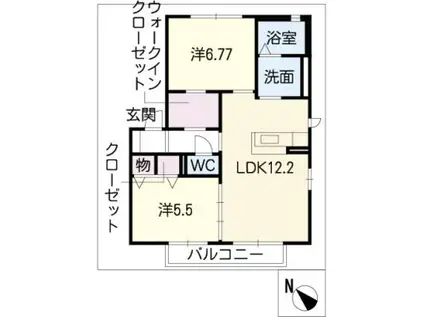 ロイヤルプラムガーデンE棟(2LDK/2階)の間取り写真