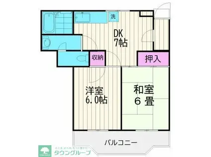 ライトパレスT(2DK/3階)の間取り写真