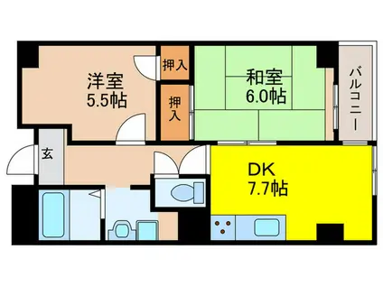 メゾン茨木西駅前(2DK/2階)の間取り写真