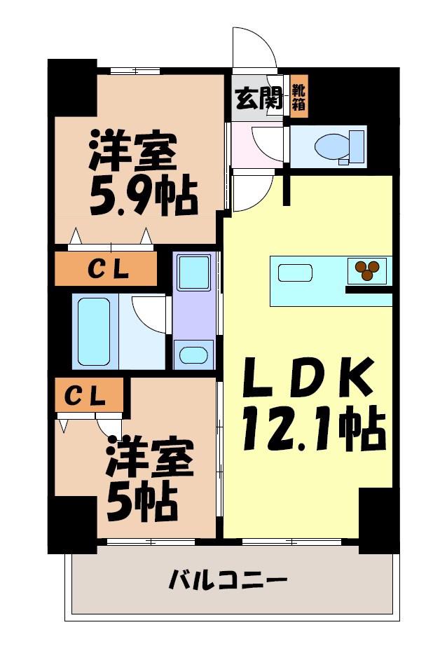 S-RESIDENCE高岳ARDENT(2LDK/4階)の間取り写真