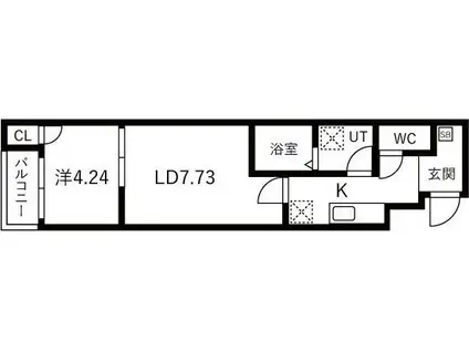 パークス神戸(1LDK/5階)の間取り写真
