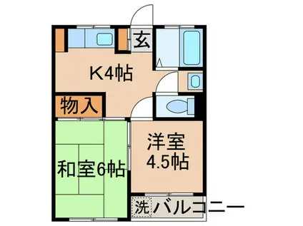 唐松ハイツリー(2K/4階)の間取り写真