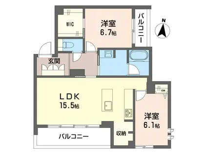 サンフェルト(2LDK/3階)の間取り写真