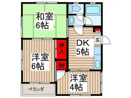 市川アパート(3DK/2階)の間取り写真